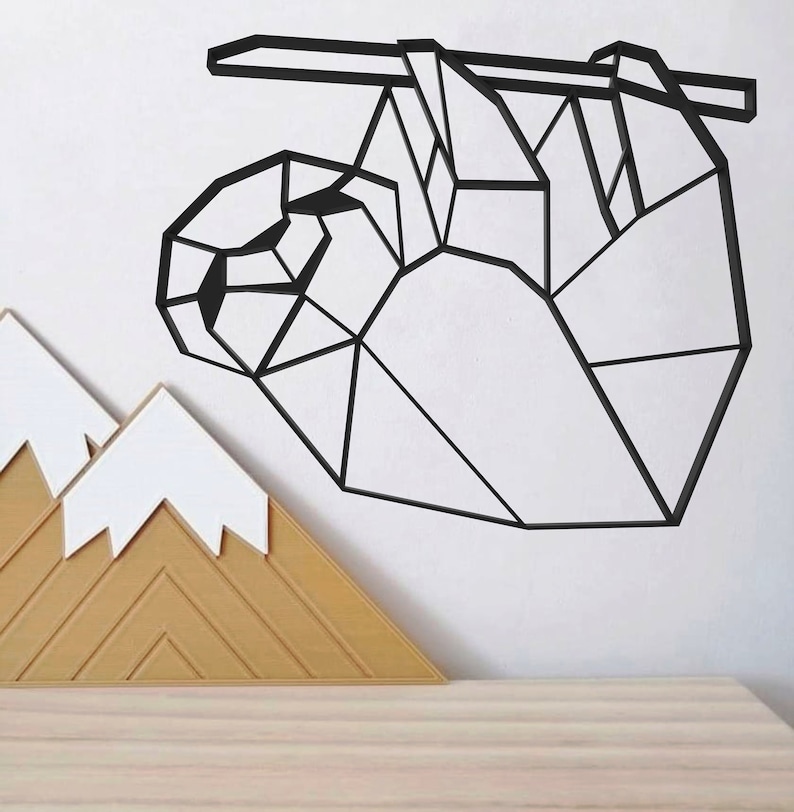 Geometric Sloth - ECO Friendly Hanging Wall Art - Sloth Wall Decor ...