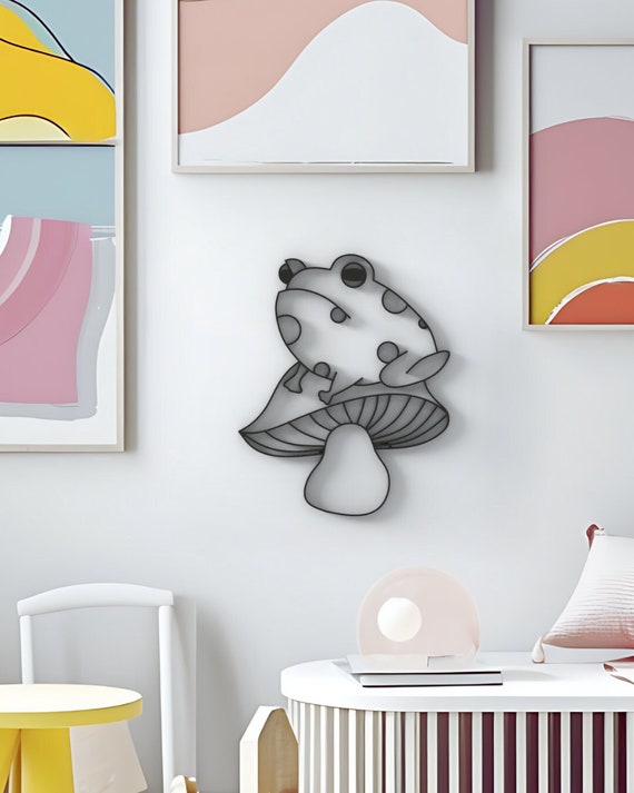 Frog on the Mushroom - Hanging Wall Art - Dark Academia Wall Decor - Cottagecore Decor - Goblincore Frog
