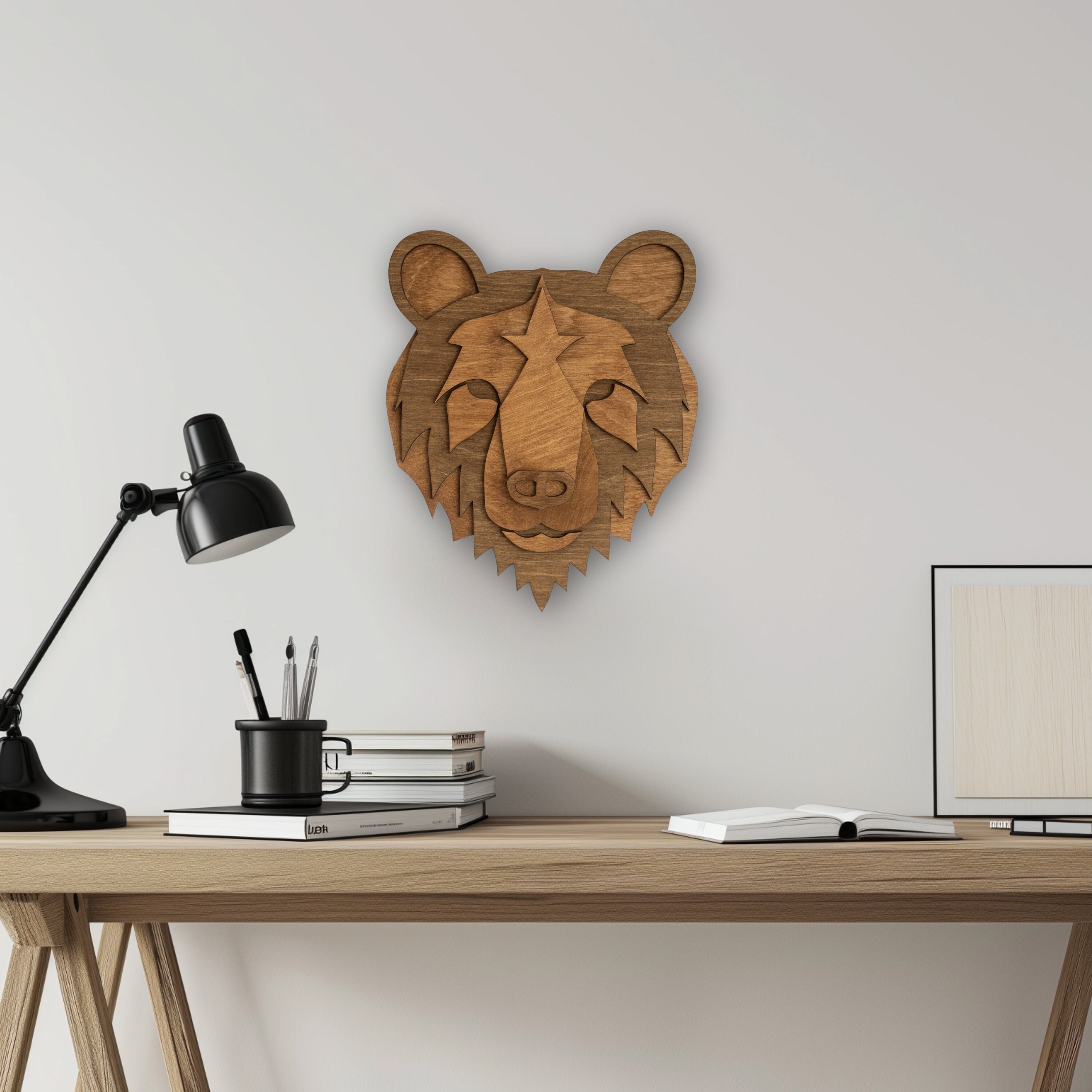 木製のクマの頭 - 壁掛けアート - Etsy 日本