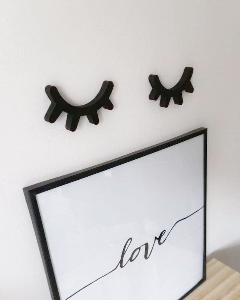 Sleepy Eyes Wall Decor Eyelashes Decor Set of 2 Nursery Etsy