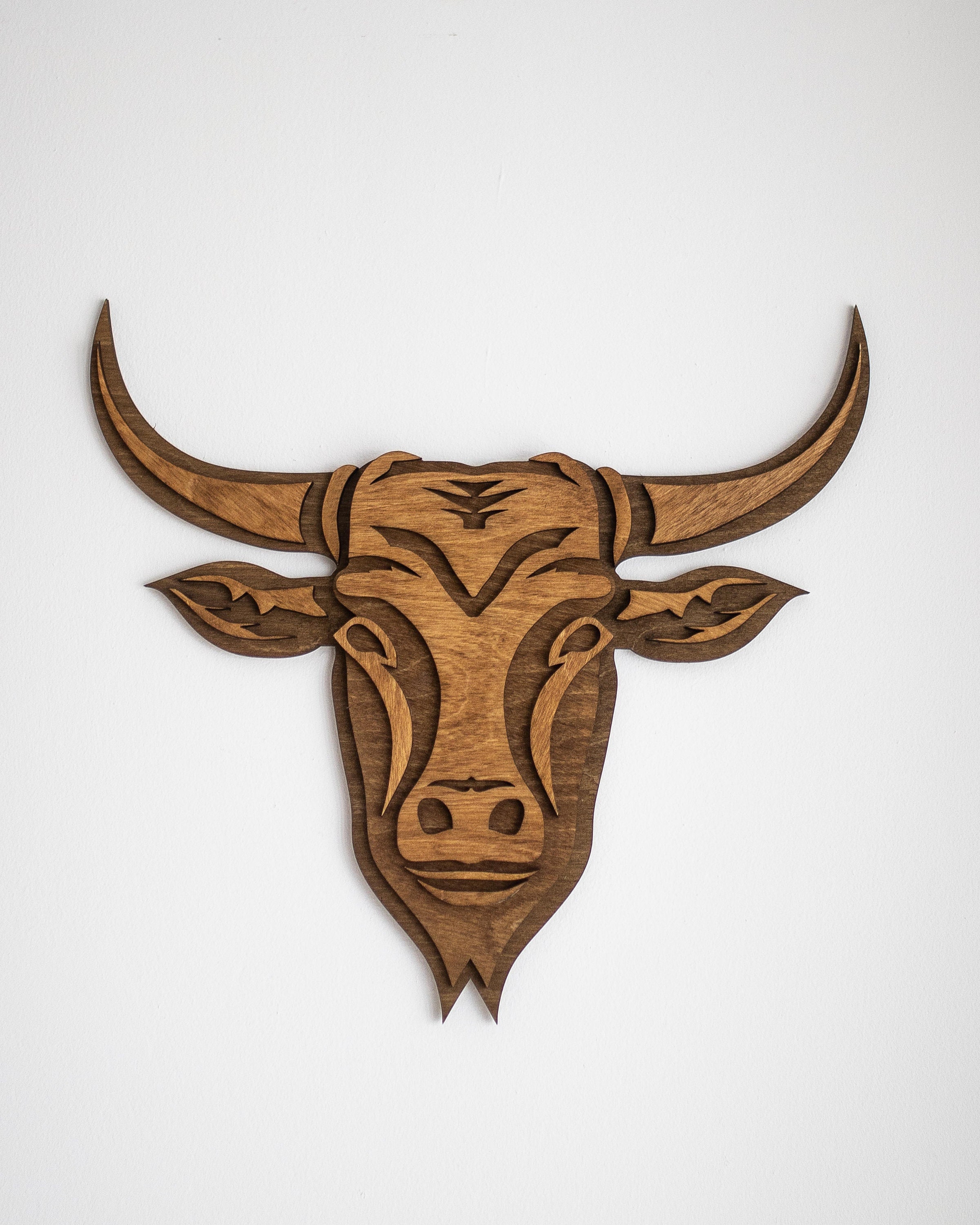 Wooden Bull Head - Hanging Wall Art - Etsy