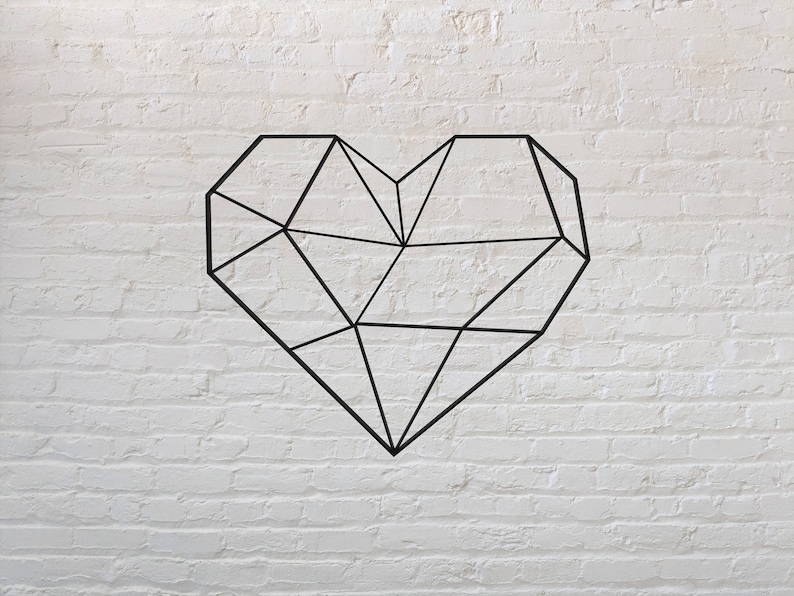 Geometric Heart Sculpture 3D - Hanging Wall Art - Figure Wall Decor ...