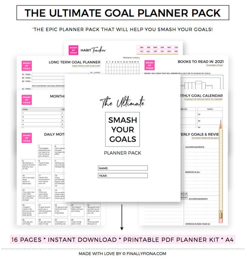 2021 Goal Planner Habit Tracker Goal Setting Goal Tracker image 1
