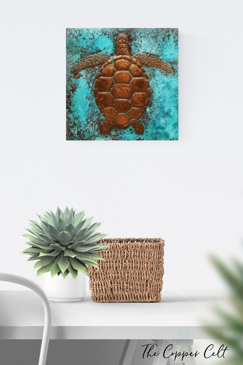 Copper Sea Turtle Wall Art Embossed copper sculpture with Etsy