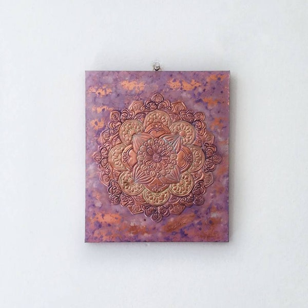 Copper Mauve Mandala Artwork /  Metal Wall Art / Bohemian Home Decor/ Ready to Hang Art