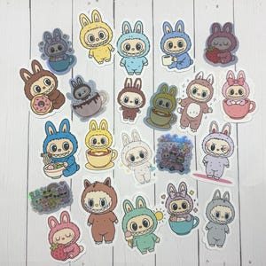 Labubu Sticker Pack - The Monster Stickers - Popmart Gift- Kawaii Vinyl Stickers for Journal, Laptop, Planners and More!