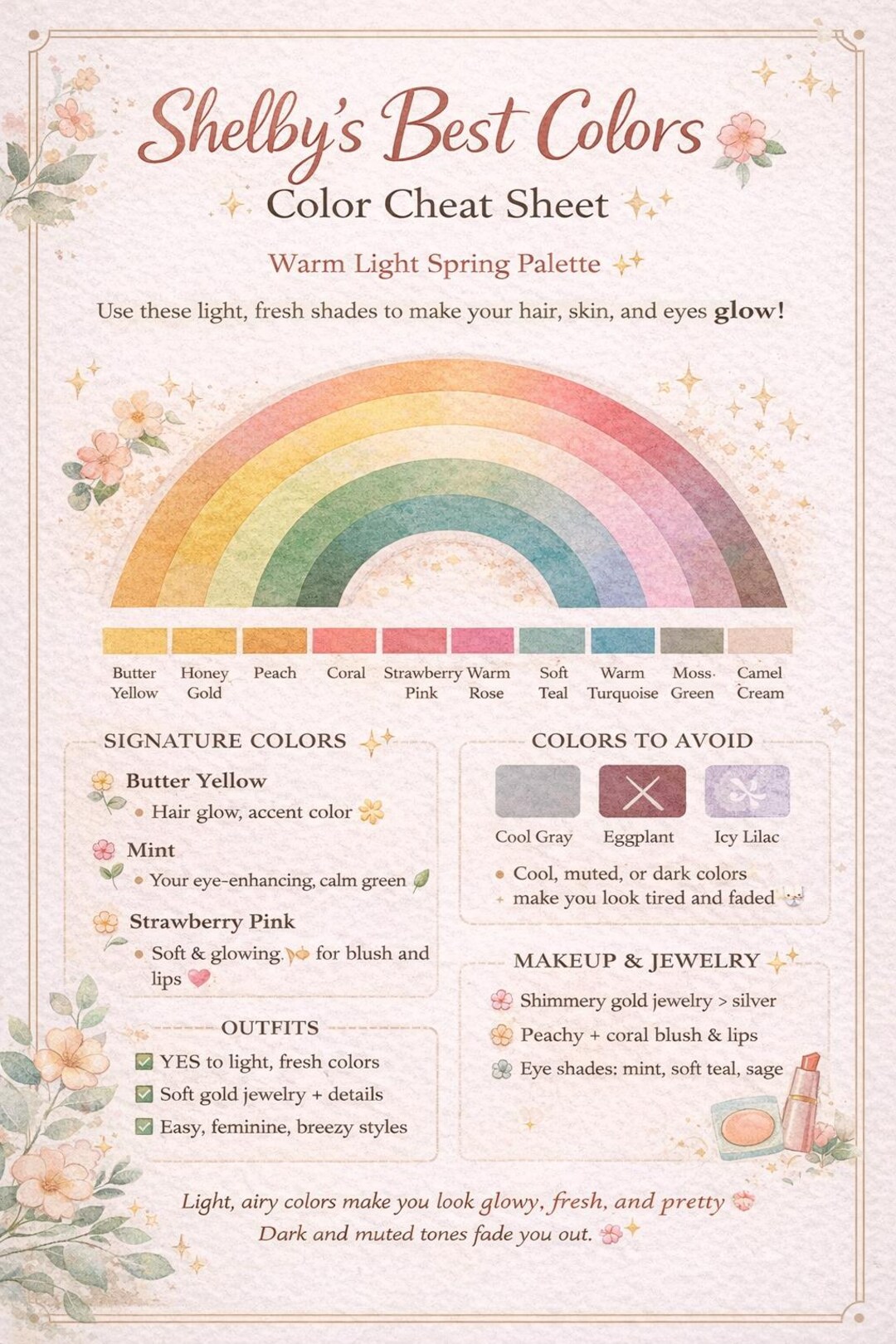 Personalized Color Analysis Cheat Sheet | Best Colors for Your Skin ...