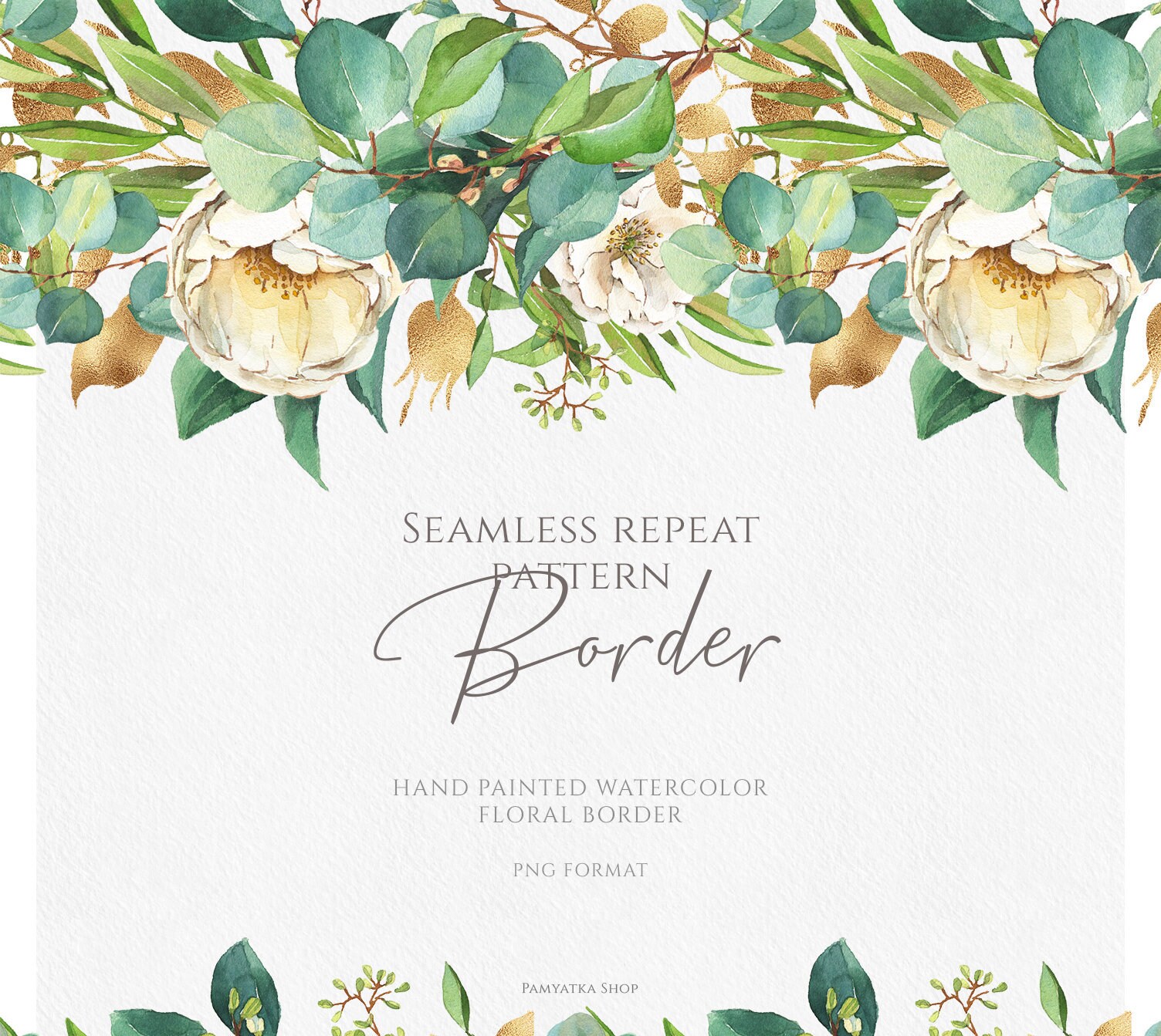 Floral border watercolor flowers white flowers greenery Etsy