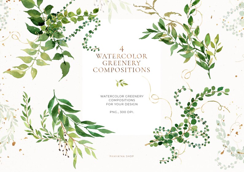 Download Watercolor greenery set foliage clipart climbing plants | Etsy