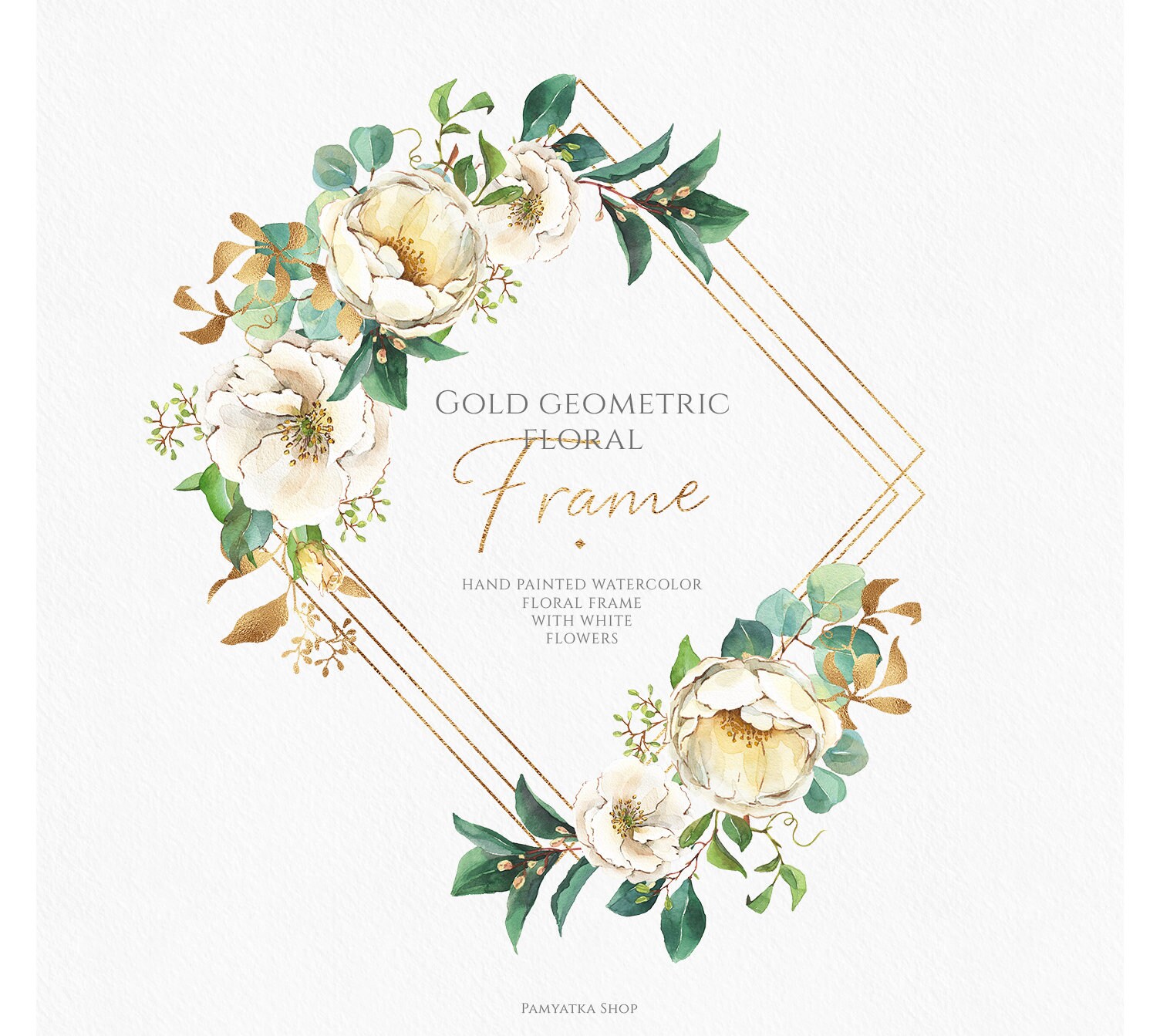 Floral Frame Clip Art Watercolor Flowers Geometric Gold Etsy Floral Frame Clip Art Watercolor Flowers Geometric Gold Etsy
