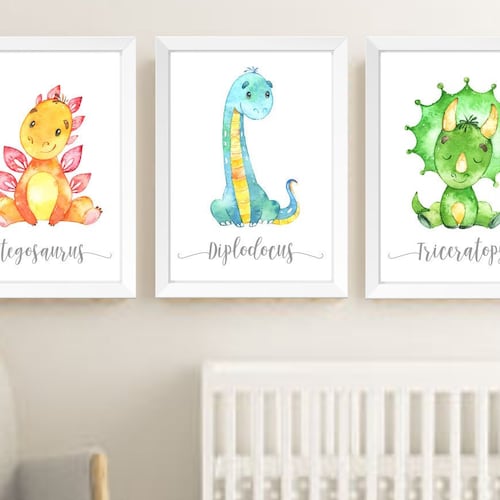 Dinosaur Nursery Wall Art Set of 6 Dinosaur Prints Trex Etsy