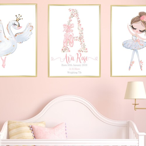 Ballerina Nursery Wall Art Baby Girl Nursery Decor Etsy