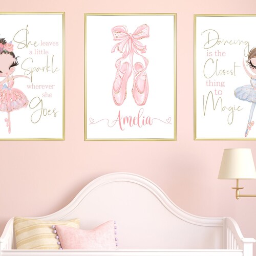 Ballerina Nursery Wall Art Set of 2 PRINTABLE Art Ballet Etsy