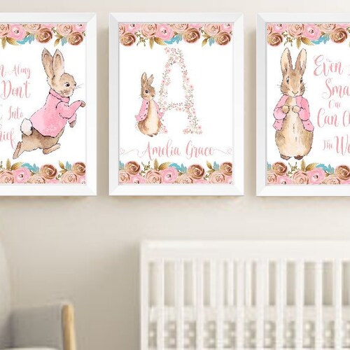 Baby Gift Beatrix Potter Set Of 3 Nursery Wall Decor Peter Rabbit ...