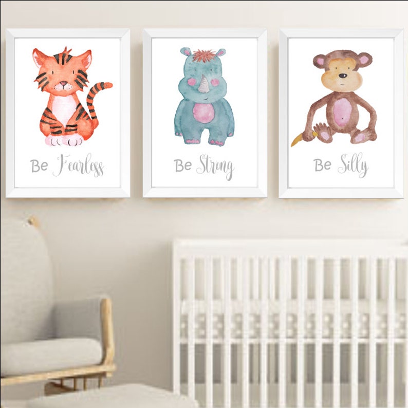Safari Jungle Animals Nursery Prints Set Watercolour Animals Etsy