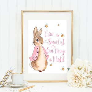 Pink Peter Rabbit and Hot Air Balloons Nursery Art Print Set of 3 ...