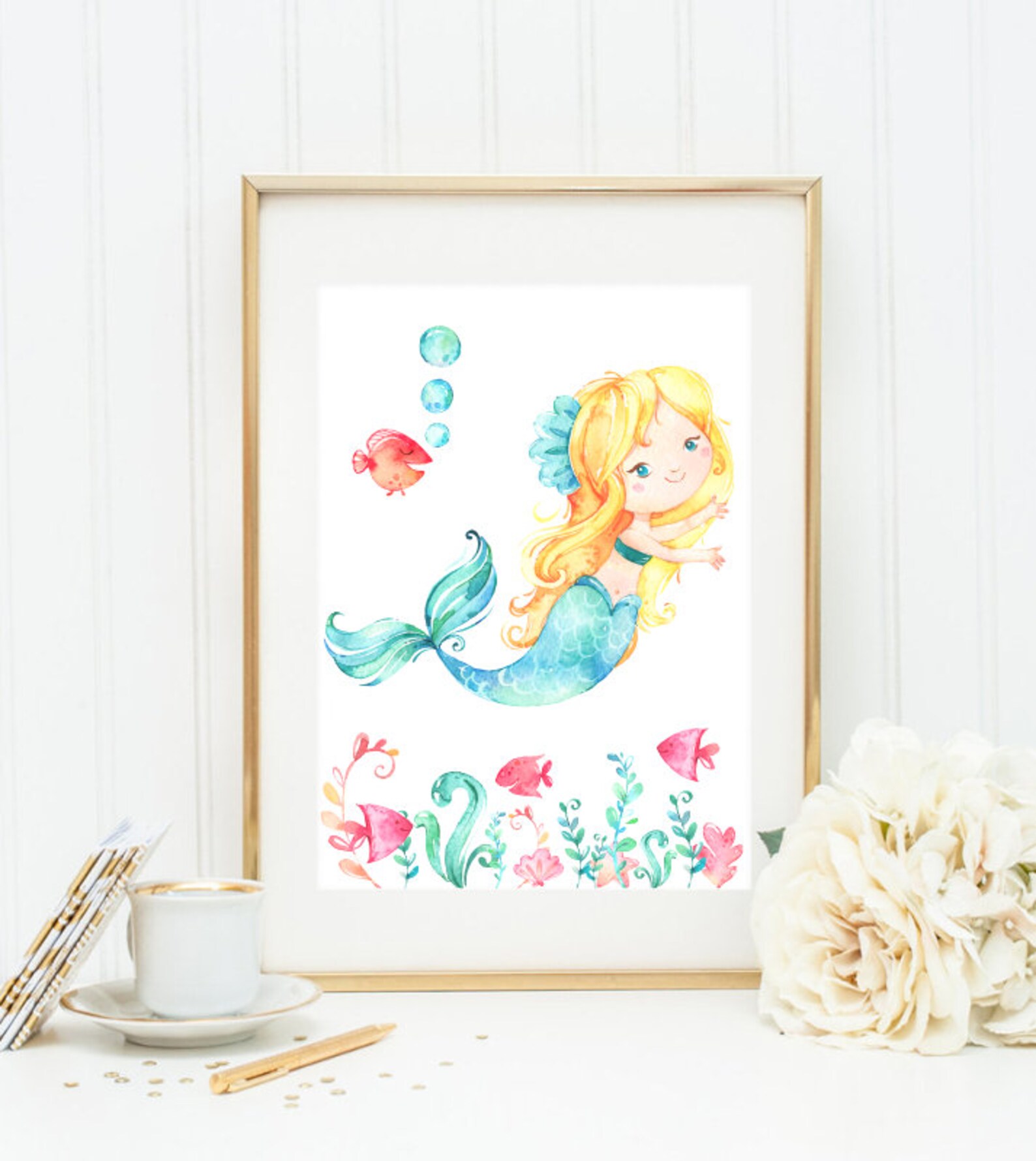 Mermaid Baby Girl Nursery Art Mermaids Nursery Decor Etsy