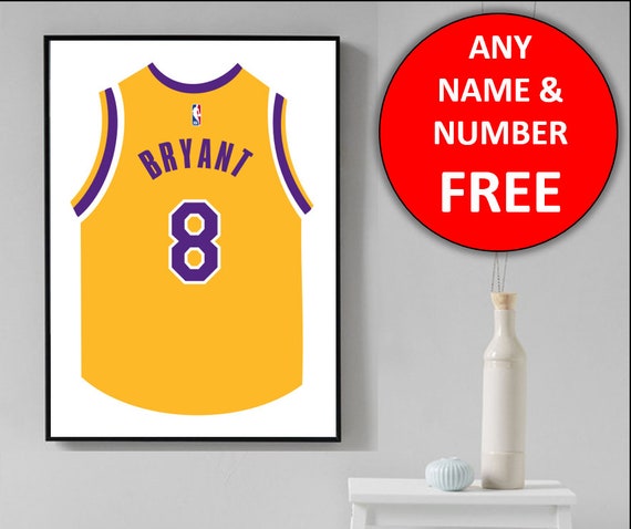 LA Lakers Los Angeles Basketball Jersey Personalised Name Wall