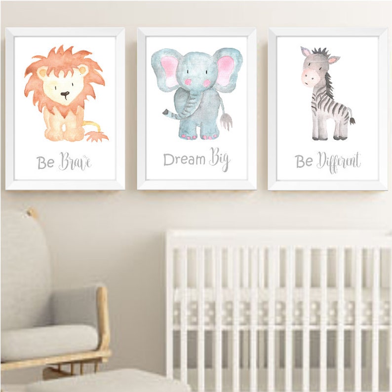 Safari Jungle Animals Nursery Prints Set Watercolour Animals - Etsy