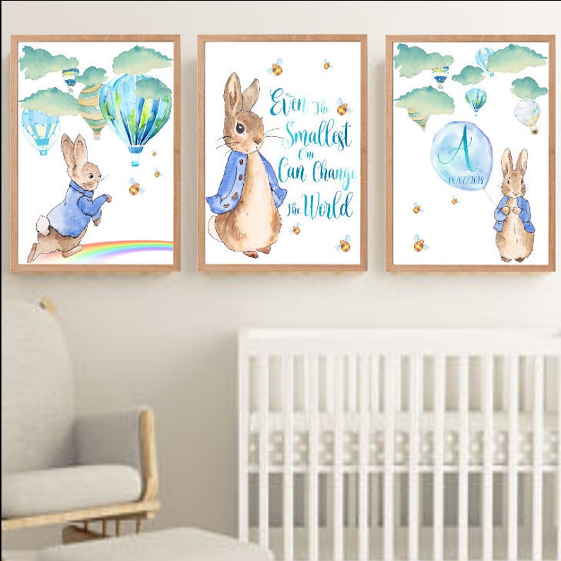 Peter Rabbit and Hot Air Balloons Nursery Decor Wall Art Print Etsy UK