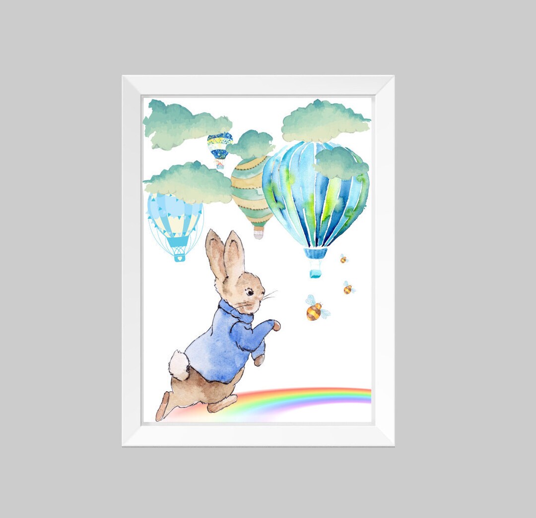 Hot Air Balloons Framed Peter Rabbit Beatrix Potter Nursery - Etsy