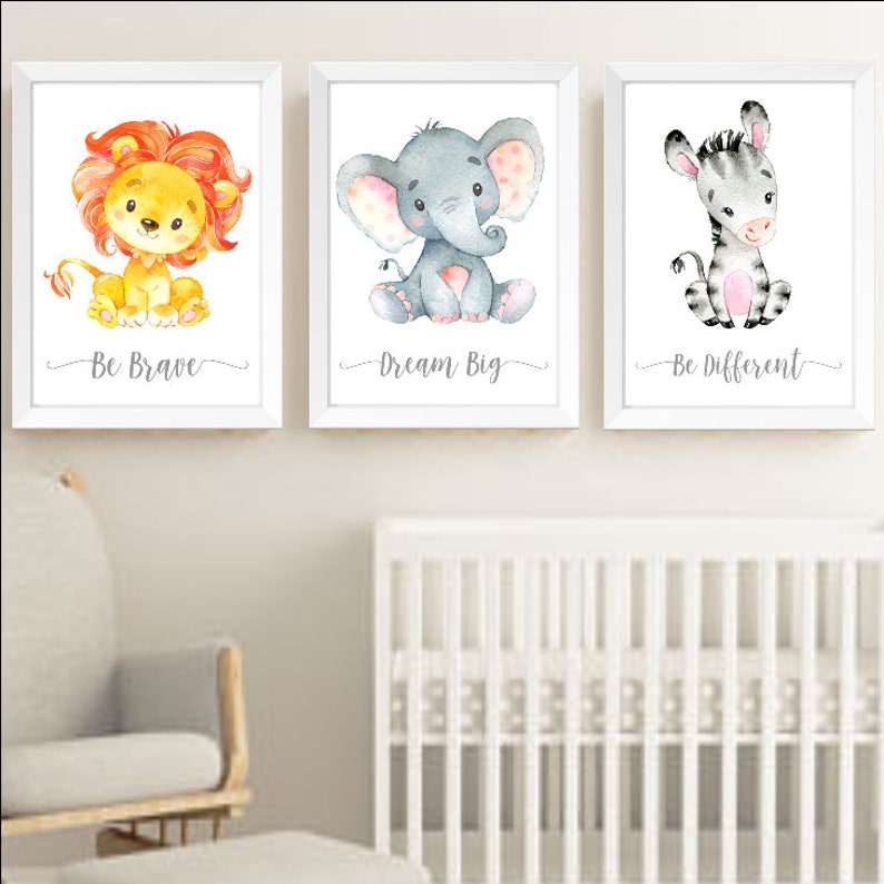 Safari Jungle Animals Nursery Prints Set Watercolour Animals Etsy