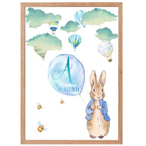 Personalised Name and Birth Details Framed Peter Rabbit - Etsy
