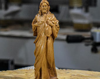 Carved Wooden Jesus Statue – Religious Home Decor (6.3 inch)