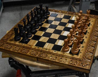 Exclusive Chess Set, Wooden Chess Set, Chess Gift, High-Quality Chess, Carved Chess Set, Handmade Wooden Chess Set with Carved Pieces