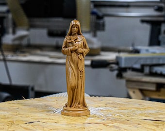 Hand Carved Olive Wood Virgin Mary Statue, 6.3 Inch