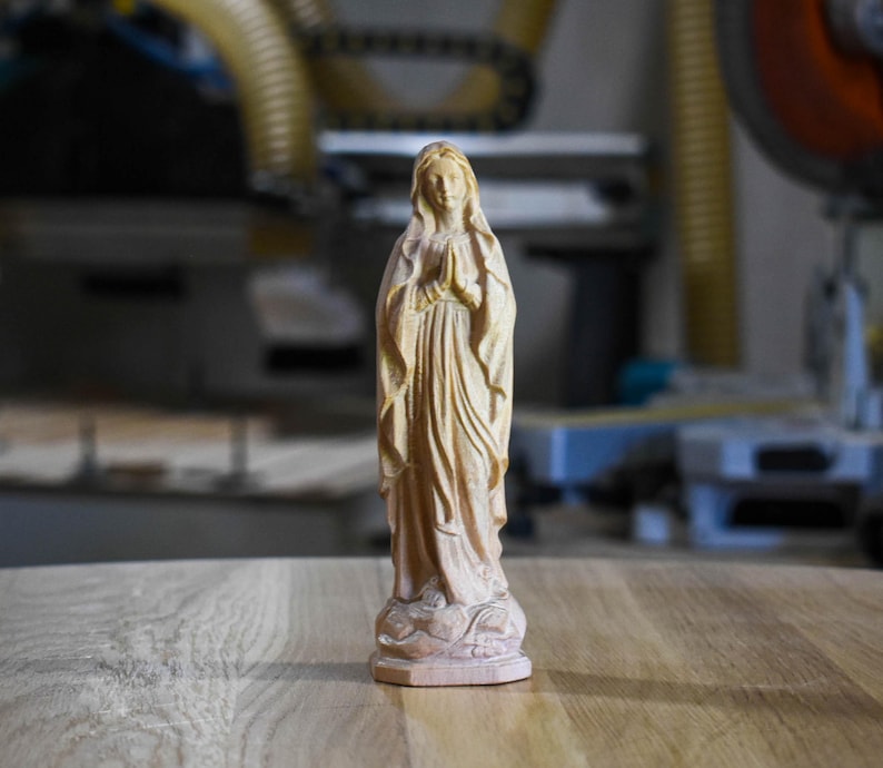 Hand Carved Maple Virgin Mary Statue – Christian Religious Icon Virgin Mary 2