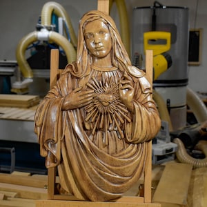 Carved Virgin Mary Icon A Spiritual Statement for Your Home, Sacred Serenity Wooden Religious Art of the Virgin Mary, Virgin Mary Icon