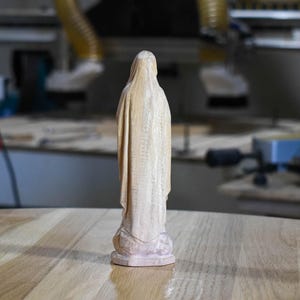 Hand Carved Maple Virgin Mary Statue – Christian Religious Icon image 5