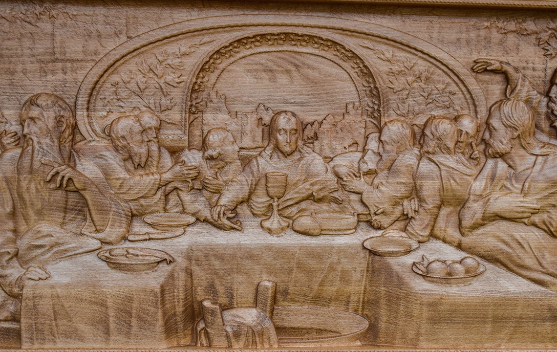 Large carved picture Last Supper Wall woodwork art Wood Etsy