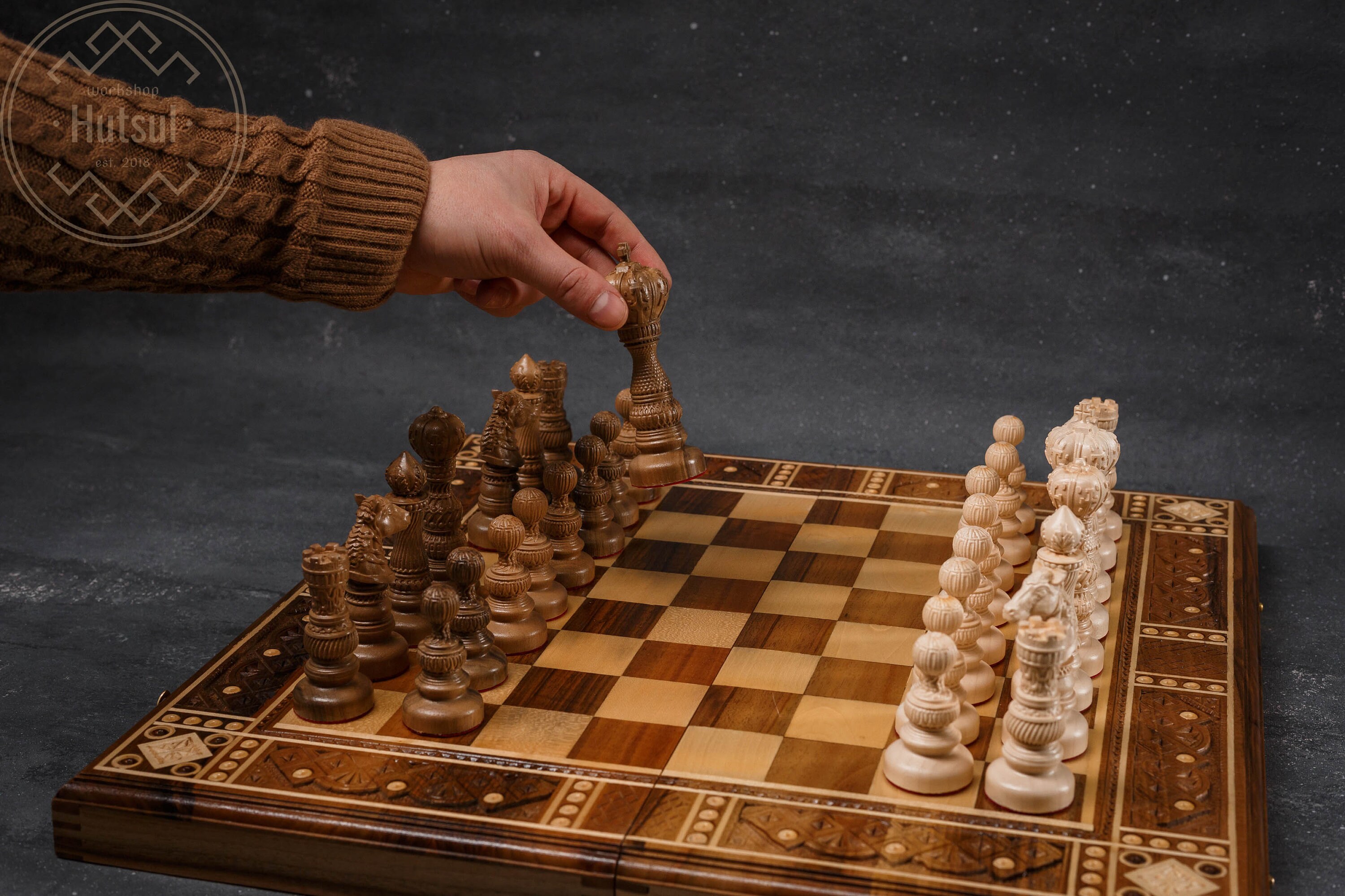 Luxury Chess Set, Folding Chess Set, Travel Games, Handcarved Chess Set With Pieces, Checkers Board, Backgammon Set, Wooden Chess Board