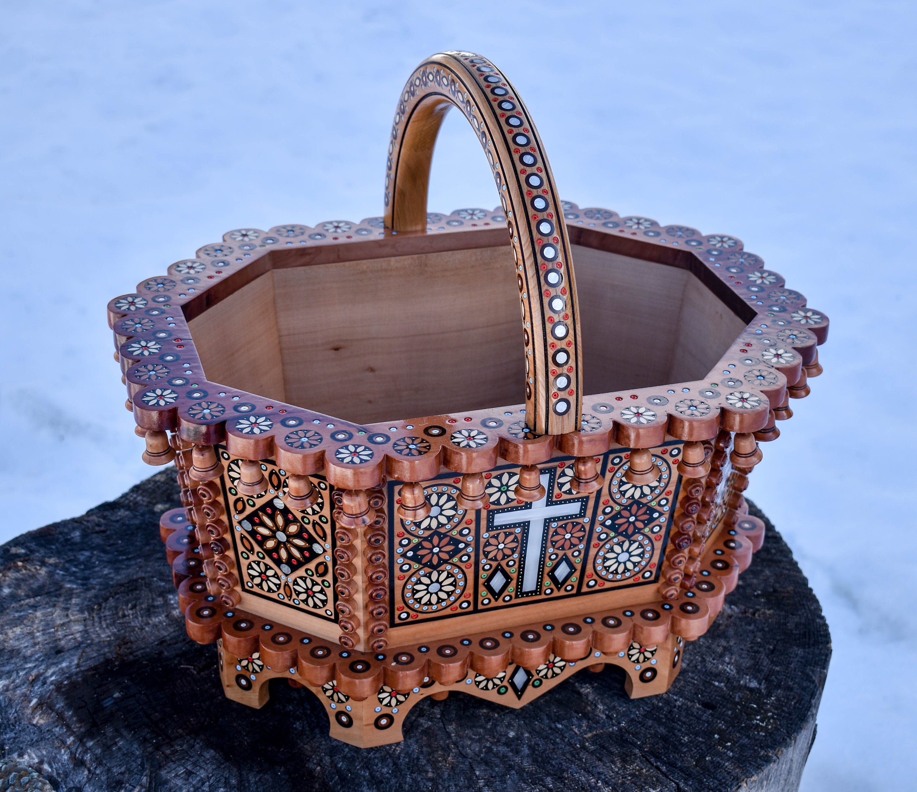 Easter Basket Wooden Basket Wooden Easter Basket Handmade Etsy