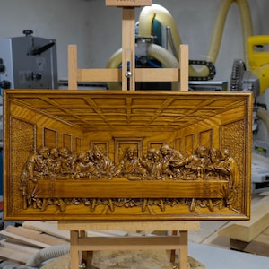 Handgeschnitzte hölzerne Wandkunst des letzten Abendmahls: Religiöses christliches Dekor