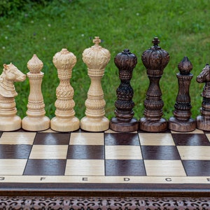 Elegant Carved Chess Pieces - Artistic Addition to Your Chess Collection, Unique Chess Pieces, , Ukrainian Chess Pieces, Chess Player Gift