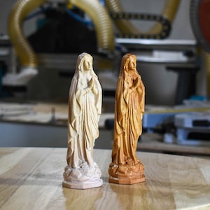 Hand Carved Maple Virgin Mary Statue – Christian Religious Icon image 10