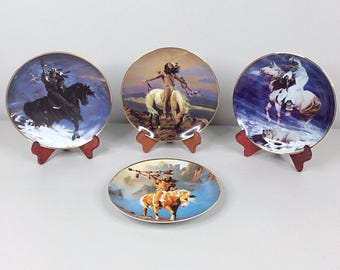 Zestaw 4 talerzy kolekcjonerskich Franklin Mint American Indian Western Heritage Museum