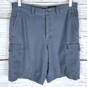 Eddie Bauer Button Fly Cargo Shorts Men's Size 32 Gray 100% Cotton