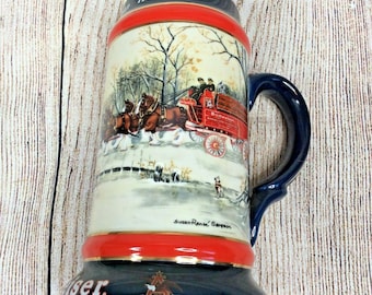 Budweiser Beer Stein Collector Series 1990 AMERICAN TRADITION Vintage Horses