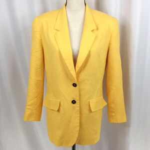 Miss Sophisticates By PENDLETON Vintage 90’s Blazer Yellow Women's Size 8 Made in USA Rayon Single Breasted Jacket