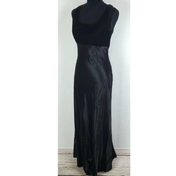 jump apparel formal dresses Vintage Velvet Satin Slip Dress Women's Small Black Lace up GL-06.20.25