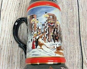 1992 Budweiser Holiday Beer Stein "A Perfect Christmas" Clydesdale Horses Mug