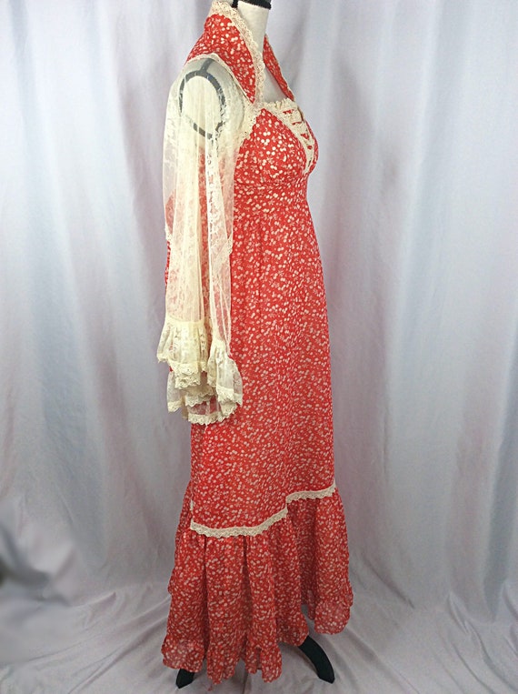 Vintage 1970s Gunne Sax Cherry Peasant Prairie Dress … - Gem