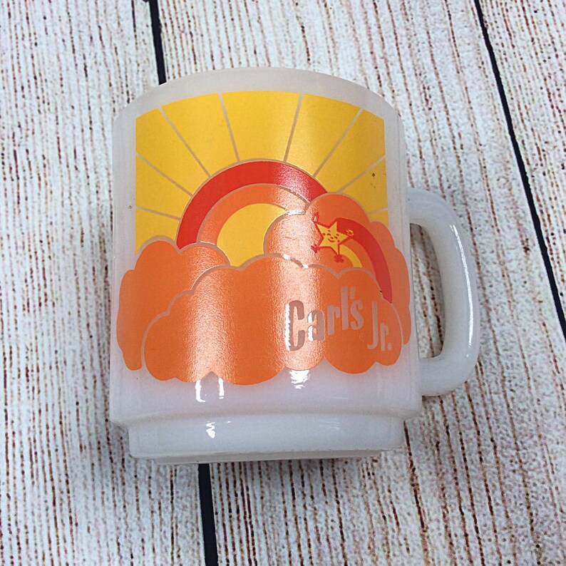 Vintage Glassbake Hardees Carl's Jr Milk Glass Coffee Mug Etsy