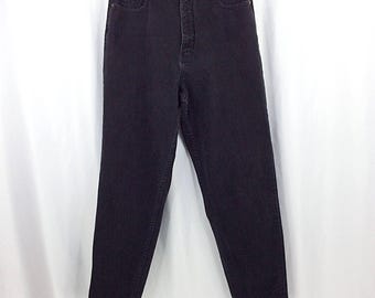 Jeansy damskie Eddie Bauer w stylu vintage, luźne, zwężane nogawki, rozmiar 14, 30x30, wyprodukowane w USA, czarne, z wysokim stanem, model Mom