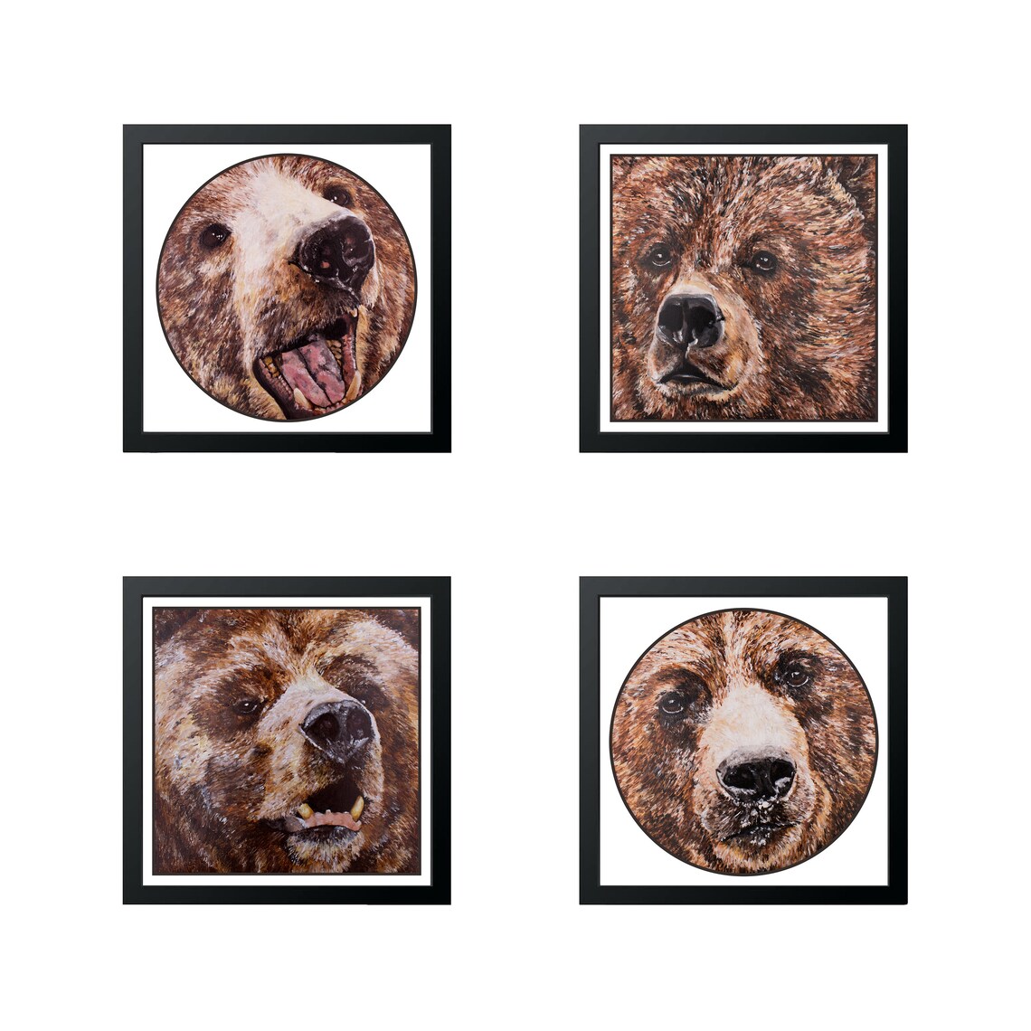 Grizzly Bear Print Set Bear Prints Bears Bear Art Brown - Etsy