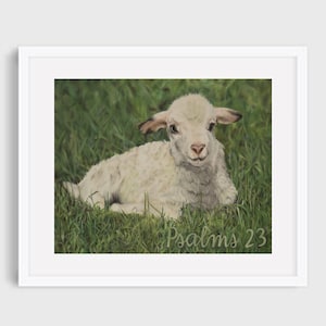 Lamb Art Print, Psalms 23 Art Print, Lamb of God Art, Lamb Bible Verse, Bible Art, Christian Art